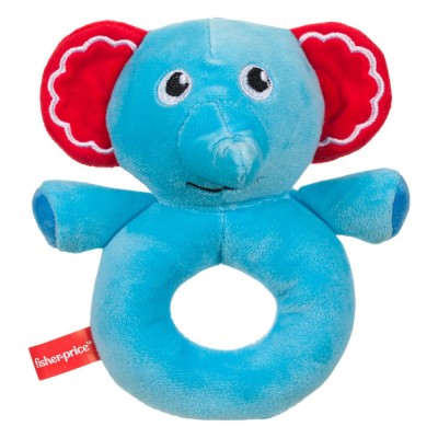 Jucărie Zornăitoare Fisher Price, Inel Elefant, Culoare Albastru, 0+ Luni foto