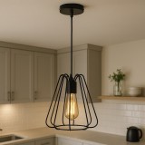Pendul Industrial Modern, Structura Metalica Neagra , 1 X E27, &Oslash;215Xh230Mm