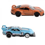 HOT WHEELS SET 2 MASINUTE METALICE PULL BACK GT-SCORCHER SI PORSCHE 911 GT3 1:43, Mattel