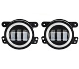 Set 2 proiectoare ceata 6 LED cu lumini de zi si semnalizare Angel Eyes, DRL, 98mm, lumina alba rece galbena, mufa H11