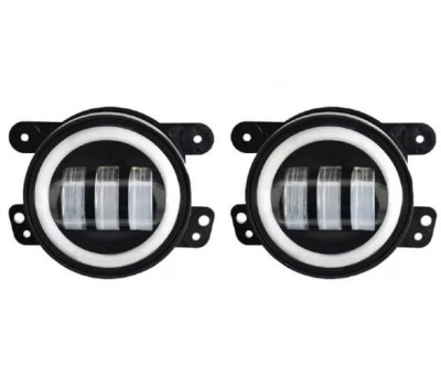 Set 2 proiectoare ceata 6 LED cu lumini de zi si semnalizare Angel Eyes, DRL, 98mm, lumina alba rece galbena, mufa H11 foto