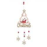 Decorațiune Suspendabilă Crăciun, Brad Lemn, Moș Crăciun, Fulguri Glitter, 51cm, Oem