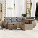 Gossi set canapele de gradina, 7 piese, cu perne, bej, poliratan