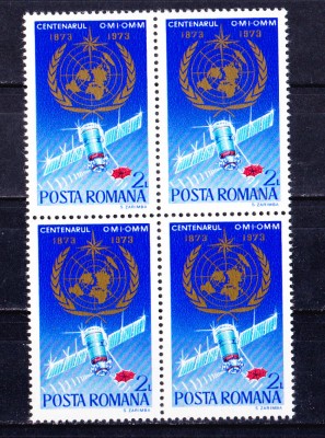 TSV$ - 1973 LP 825 CENTENARUL O.M.I. - O.M.M. BLOC X 4 MNH/** LUX foto