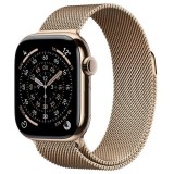 Apple Watch 11 GPS + Cellular, Carcasa Gold Titanium 42mm, Gold Milanese Loop