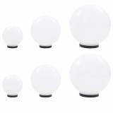 Set lampi glob cu LED, 6 buc., 20/30/40 cm, PMMA, sferic GartenMobel Dekor, vidaXL
