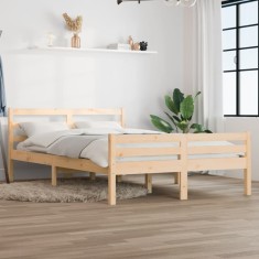 vidaXL Cadru de pat dublu 4FT6, 135x190 cm, lemn masiv