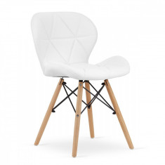 Scaun stil scandinav, Artool, Lago, piele ecologica, lemn, alb, 47x38x73 cm