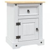 vidaXL Noptieră, alb, 53x39x67 cm, lemn de pin mexican, gama Corona