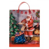 Sacoșă Crăciun Moș Crăciun, Model Listă Cadouri, M&acirc;ner Scurt, 36x5x40cm, Roșu, Plastic, Oem