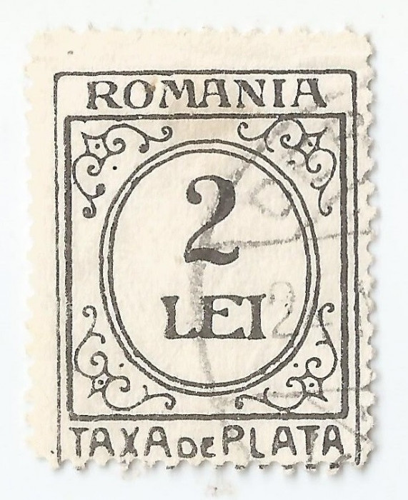 Romania, LP IV.16/1931, Taxa de plata format mic, 2 lei cu filigran PTT, oblit.