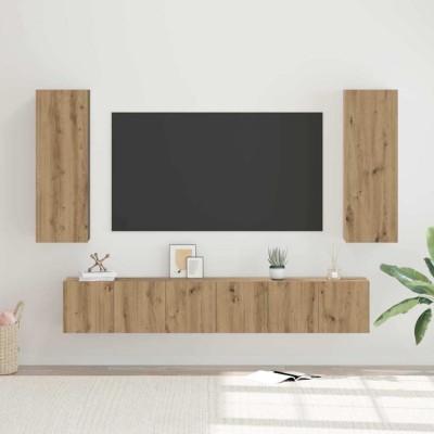Set comodă TV 4 pcs stejar artizanal 30.5 x 30 x 90 cm foto