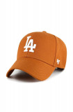 47brand șapcă din amestec de l&acirc;nă MLB Los Angeles Dodgers culoarea portocaliu, cu imprimeu, 47 Brand
