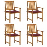 vidaXL Scaune de grădină cu perne, 4 buc., lemn masiv de acacia 3061186