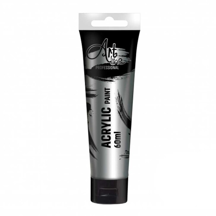 Vopsea acrilica metalizata Art, 60 ml, 6buc/set, SILVER &ndash; ARTLINE