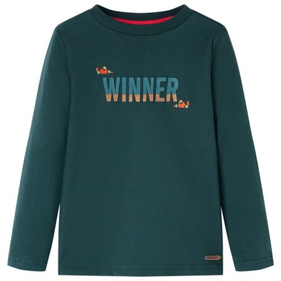Tricou de copii cu m&amp;acirc;neci lungi verde &amp;icirc;nchis 104 foto