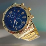 Cumpara ieftin Ceas barbatesc cu bratara metalica aurie, mecanism quartz, display analog