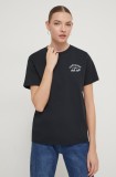 Converse tricou din bumbac femei, culoarea negru