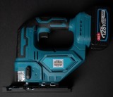 Fierastrau pendular German Meister, 2 acumulatori, 128V 6Ah, pentru lemn, 80 mm, albastru