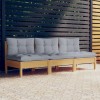 VidaXL Canapea de grădină cu 3 locuri, cu perne gri, lemn masiv pin 3096075