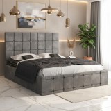 Pat Tapitat Titan Gri Catifea Premium Livrare &icirc;n toată țara