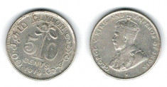 Ceylon 1919 - 50 cents Ag, circulata foto