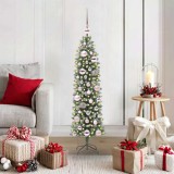 vidaXL Copac Artificial Slăb de Crăciun cu 150 LED Verde și alb 120 cm 3395271