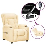 Cumpara ieftin Fotoliu de masaj electric, crem, piele ecologica