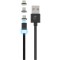 Cablu Incarcare USB la Lightning - USB la MicroUSB - USB la USB Type-C Forever 3in1, Magnetic, Led, 2.5A, 1 m, Negru