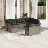 Gossi set canapele de gradina cu perne, 11 piese, gri, poliratan
