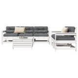 VidaXL Set canapea de grădină, 6 piese, alb, lemn masiv pin
