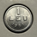 1 Leu 1951 Aluminiu, Romania, a UNC, Dubla batere la litere