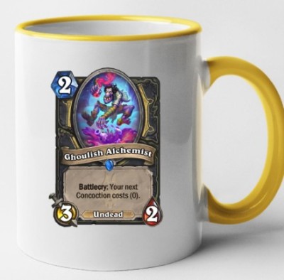 Cana maner galben personalizata HearthStone - Ghoulish Alchemist, INOVATIX&amp;reg;. 330ml foto