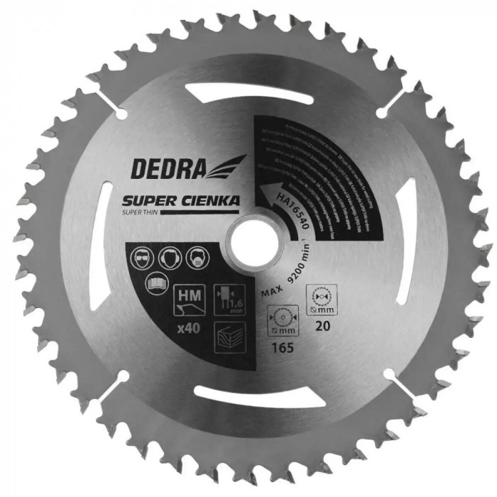 Fierastrau circular super thin pentru lemn 40z 165x20x1,1x1,6mm