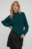 Cumpara ieftin Hollister Co. pulover femei, culoarea verde, cu turtleneck