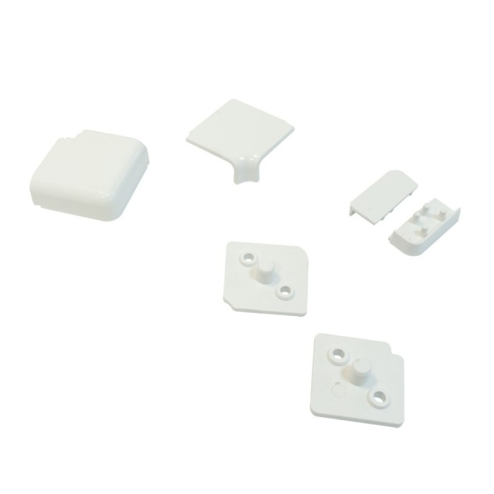 Set accesorii pentru plinta antistrop rectangulara, montaj orizontal, 10019, finisaj alb