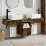 Cumpara ieftin Set dulap baie 3 buc. Stejar fumuriu 136 x 35 x 80 cm