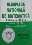 OLIMPIADA NATIONALA DE MATEMATICA EDITIA A 51-A, CLASELE VII-XII, BRASOV - APRILIE 2000. ENUNTURI, BAREME, -359344