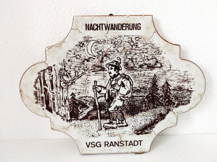 Placa ceramica decorativa Nachtwanderung VGS Ranstadt Made in Italy 20x15cm