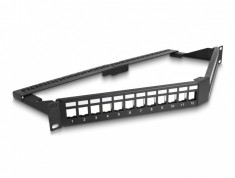 Patch panel 19" pentru 24 x keystone 1U unghi, Delock 66976