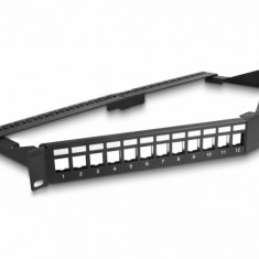 Patch panel 19" pentru 24 x keystone 1U unghi, Delock 66976