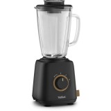 Blender Tefal Eco Respect BL46EN38, 800W, buton variabil pentru viteza, cutit cu 4 lame, sistem Smart Lock, vas din sticla termorezistenta, 1.25L, neg