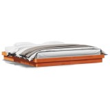 Gossi cadru de pat cu led, maro ceruit, 200x200 cm, lemn masiv de pin