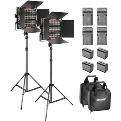 Kit 2 Panouri Neewer Bi Color 660 LED,trepiezi 200 cm,4 baterii + 4 acumulatori,2 gentute transport foto