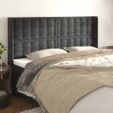 VidaXL Tăblie de pat cu aripioare gri &icirc;nchis 183x16x118/128 cm catifea