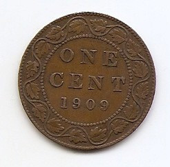 Canada 1 Cent 1909 - Edward VII, Bronz, 25.4 mm KM-8 foto