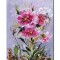 Tablou cu flori roz pictat manual, 40x30cm acril pe panza in relief efect 3D, Kenny Varniote