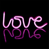 Lampa LED Neon, LOVE, Culoare Fucsia, Dimensiune 35.5x13 cm, Cu USB, Oem