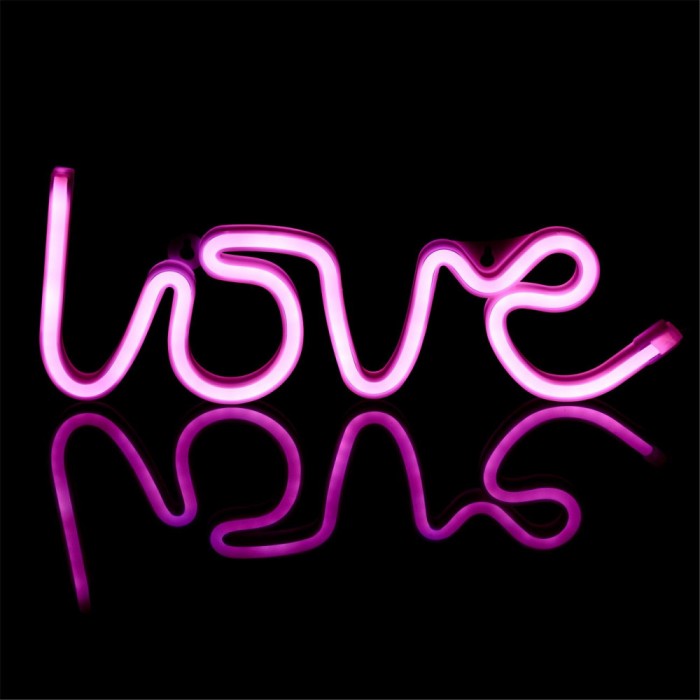 Lampa LED Neon, LOVE, Culoare Fucsia, Dimensiune 35.5x13 cm, Cu USB