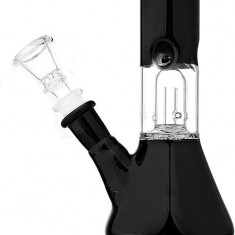 Bong de sticla Amsterdam Leaf Negru, inaltime 30 cm diametru 40 mm, 18,8 mm